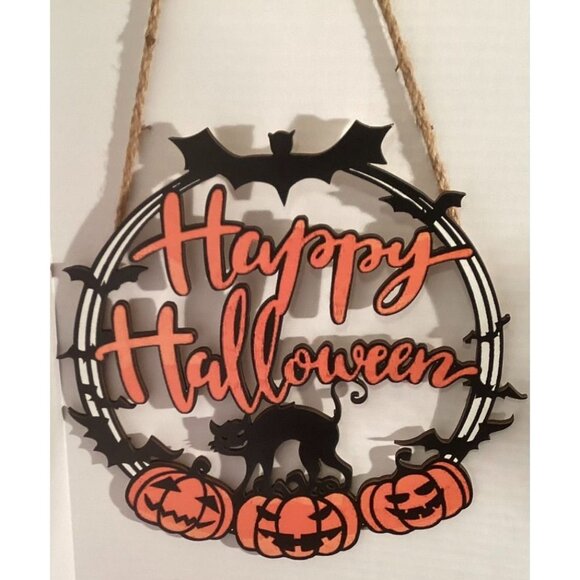 Halloween-Themed Wooden Door Sign With Hanging Rope - Picture 1 of 4